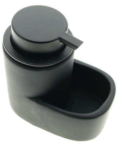 Диспенсър за течен сапун с поставка за гъба HIT - 13.5 cm, черен - 2