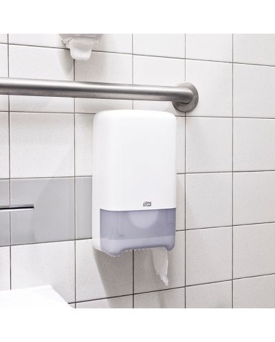 Диспенсър за тоалетна хартия Tork - Twin Mid-size, T6, 18.4 х 14 х 34.4 cm, бял - 8