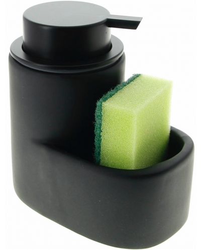 Диспенсър за течен сапун с поставка за гъба HIT - 13.5 cm, черен - 6