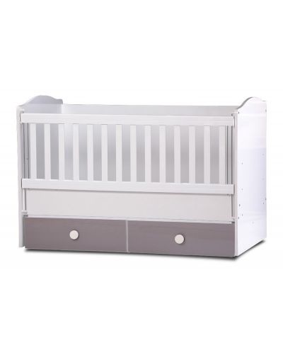 Dizain Baby Легло Тони гланц с подвижна решетка 60/120 Бяло с Лате