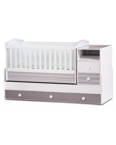 Dizain Baby Трансформиращо се бебешко легло Емили Гланц Бяло + Лате и Калейдос
