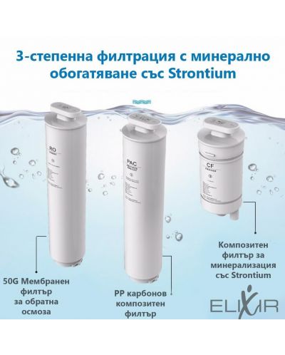 Диспенсър за пречистване и затопляне на вода Elixir - 2.5 L, черен - 5