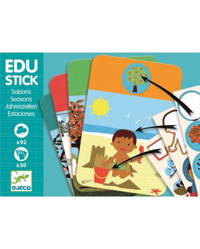 Образователна игра със стикери Djeco – Edu Stick, Сезони - 1