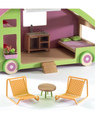 Детска каравана за кукли Djeco – Куклена къщичка на колела - 2