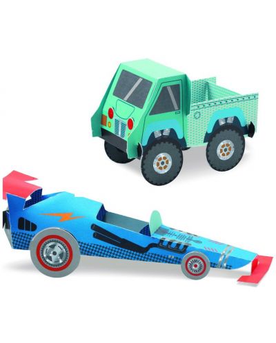 Хартиени играчки Djeco – Камиони, 5 броя - 3