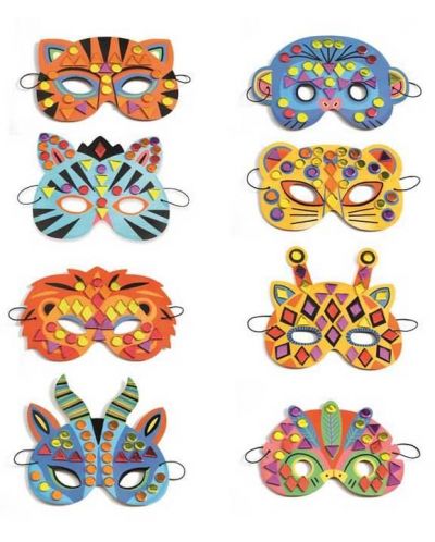 Творчески комплект Djeco - Направи си 8 маски, Jungle Animals - 3