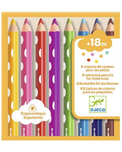 Комплект цветни моливи Djeco - 8 броя, За най-малките - 1