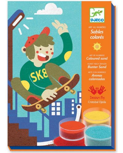 Детски комплект за рисуване с пясък Djeco – Бордни спортове - 1