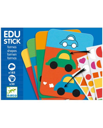 Образователна игра със стикери от Djeco – Edu Stick, Форми - 1