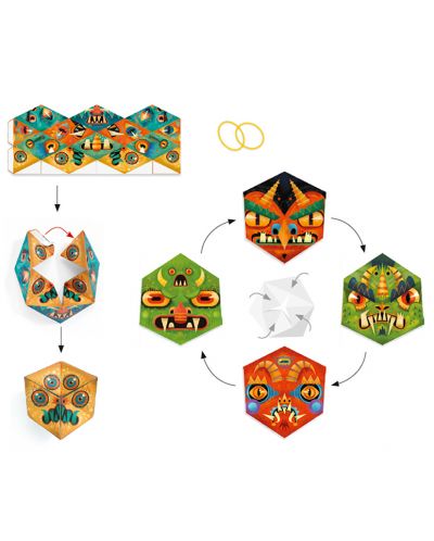 Творчески комплект за киригами Djeco - Flexmonsters - 2