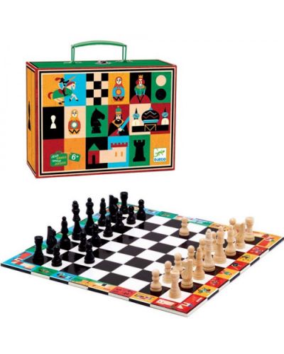 Комплект за игра в куфарче Djeco – Шах и дама - 1