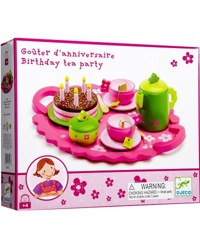 Детски сервиз от дърво Djeco – Рожден ден с торта и чаено парти - 2
