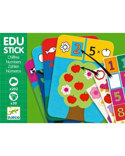 Образователна игра със стикери Djeco – Edu Stick, Научи се да броиш - 1