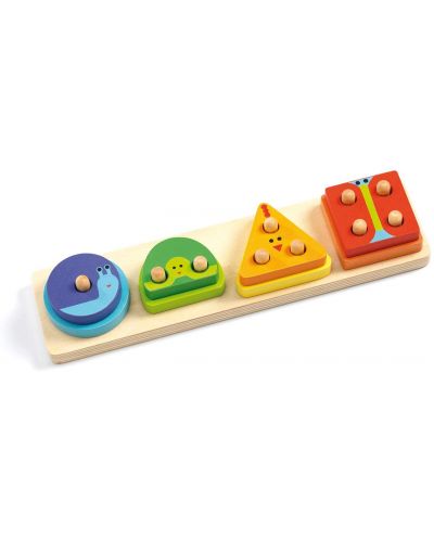 Дървена играчка за сортиране Djeco -  1, 2, 3, 4, Basic - 2