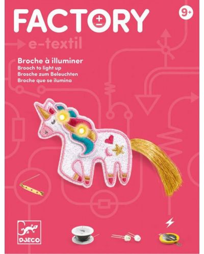 Комплект направи си с електричество Djeco - Брошки Sweet Unicorn