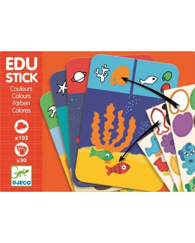 Образователна игра със стикери Djeco – Edu Stick, Цветове - 1