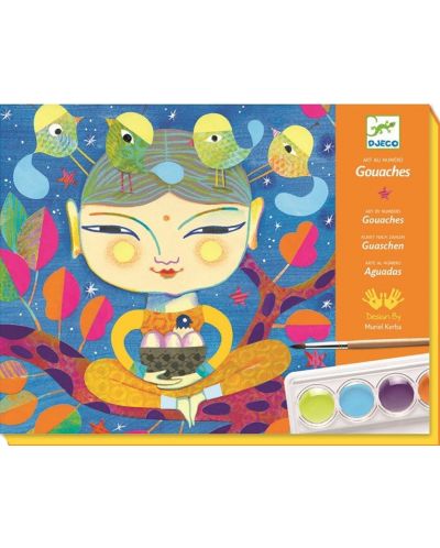 Комплект за рисуване с гваш бои Djeco - Индия - 1
