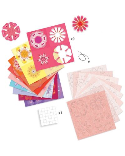 Творчески комплект за киригами Djeco - Направи цветя - 2