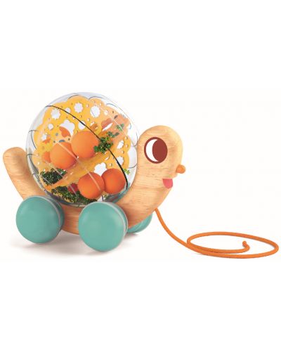 Детска играчка за дърпане Djeco – Охлювчето Хюго - 1