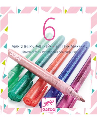 Маркери Djeco – Sweet, 6 блестящи цвята - 1