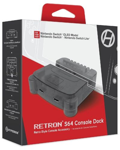 Докинг зарядна станция Hyperkin - RetroN S64 Console Dock, сива (Nintendo Switch)  - 1