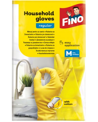 Домакински ръкавици Fino - Household, размер М, 1 чифт, асортимент - 1