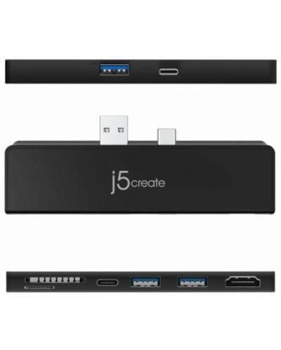 Докинг станция j5create - Ultradrive MiniDock JCD324, 6 порта, черна - 3