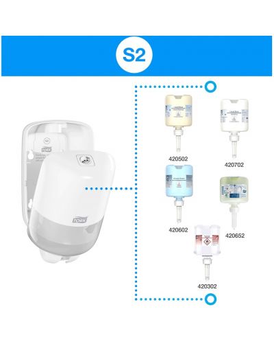 Дозатор за течен сапун Tork - Mini Skincare, S2, 11.2 х 11.4 х 21.1 cm, бял - 6