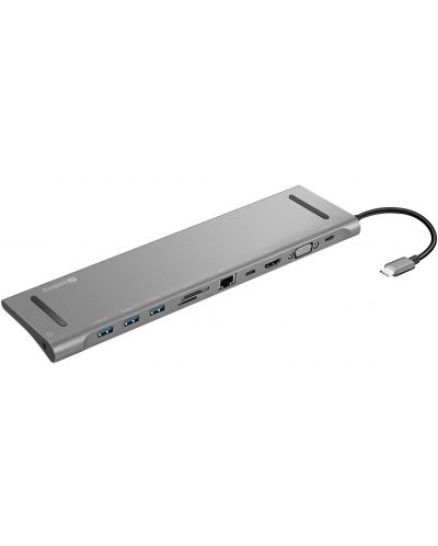 Докинг станция Sandberg - 10 в 1, USB-C, сребриста - 1