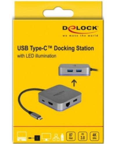 Докинг станция Delock - 87742, HDMI, USB-C, RJ45, 3x USB/USB-C, сива - 5