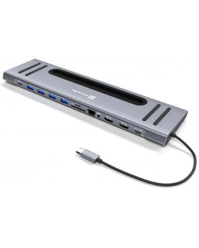 Докинг станция и USB хъб  XtremeMac - 12 порта, USB-C, сив   - 1