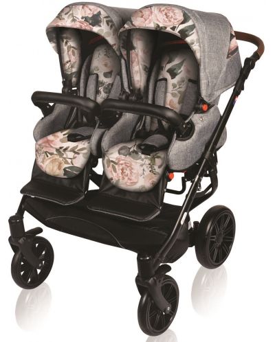 Комбинирана количка за близнаци 2 в 1 Dorjan - Quick Twin, цветя - 3