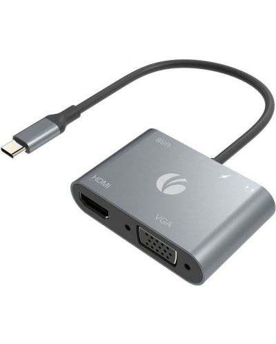 Докинг станция VCom - CU4511, HDMI/USB3.0, USB-C, сива - 1