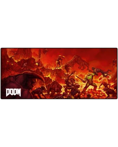 Гейминг подложка за мишка Gaya Entertainment - Doom Oversize &quot;Retro&quot;, мека, червена