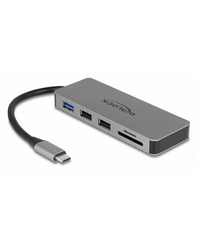 Докинг станция Delock - USB-A/USB-C/HDMI/SD/Micro SD/PD, сива - 1