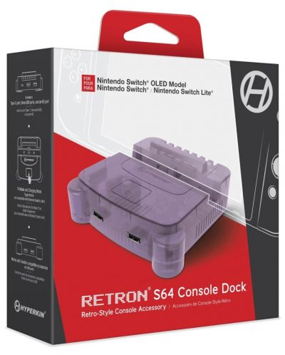 Докинг зарядна станция Hyperkin - RetroN S64 Console Dock, лилава (Nintendo Switch) - 1