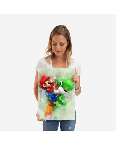 Метален постер Displate Games: Super Mario - Mario & Yoshi - 2