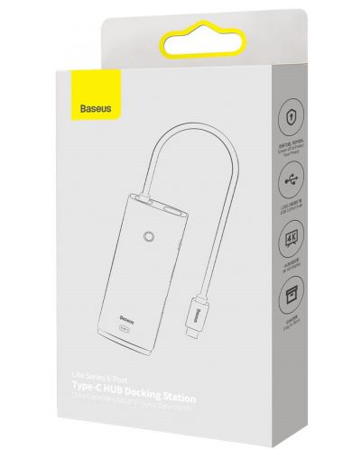 Докинг станция Baseus - Lite Series, 6 порта, USB-C, черен - 4