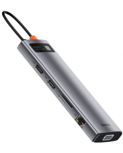 Докинг станция Baseus - Metal Gleam, 11 порта, USB-C, сива - 3