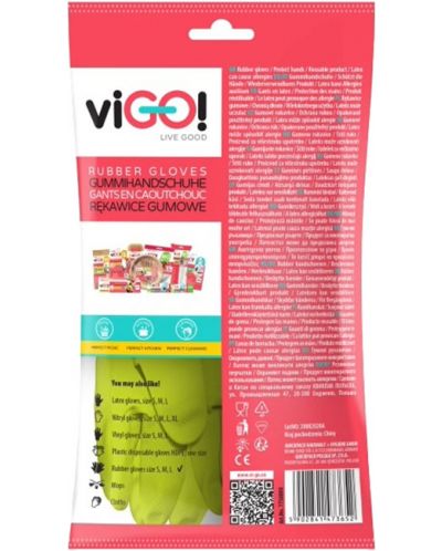 Домакински ръкавици viGО! - Premium, 1 чифт, размер L, зелени - 2