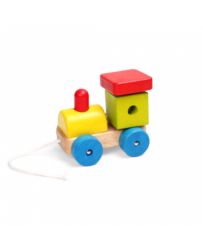 Дървена играчка за дърпане Pino - Малко локомотивче - 2