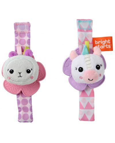 Дрънкалка за ръка Bright Starts - Wrist Pals Toy, Еднорог и лама - 2