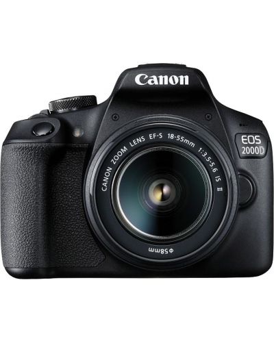 DSLR фотоапарат Canon - EOS 2000D, EF-S18-55mm, EF 75-300mm, черен - 6