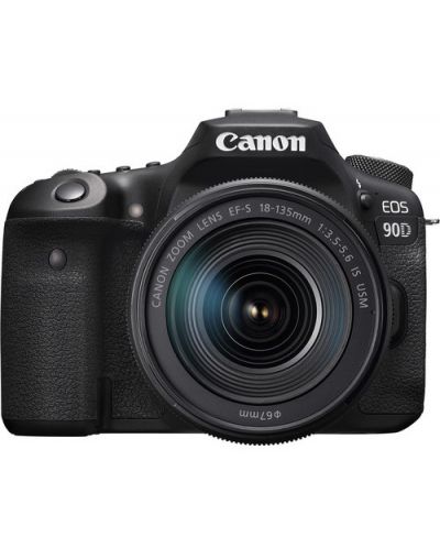 DSLR фотоапарат Canon - EOS 90D, EF-S 18-135mm IS Nano, черен - 1
