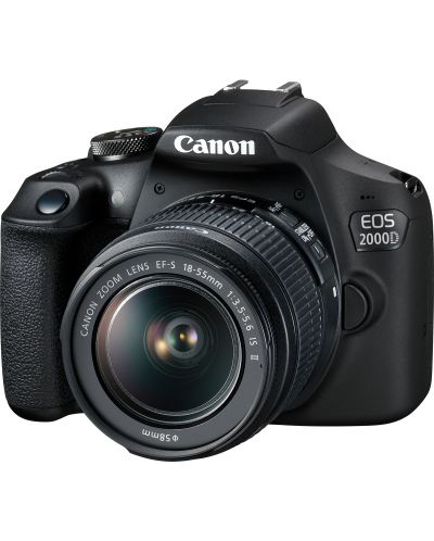 DSLR фотоапарат Canon - EOS 2000D, EF-S 18-55mm, SB130, черен - 1