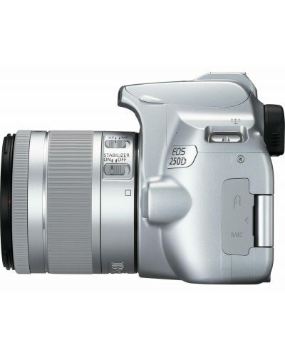 DSLR фотоапарат Canon - EOS 250D, EF-S 18-55mm, сребрист - 4