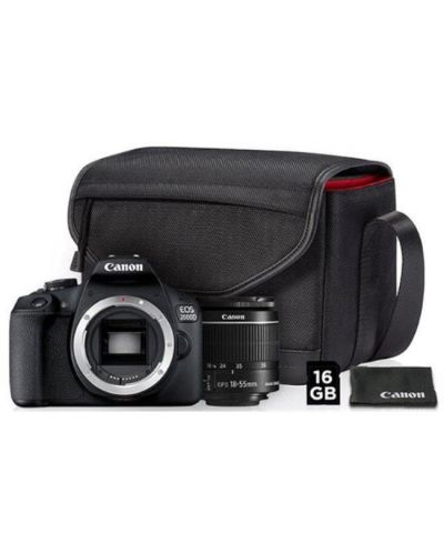 DSLR фотоапарат Canon - EOS 4000D, EF-S18-55mm, SB130, черен - 1