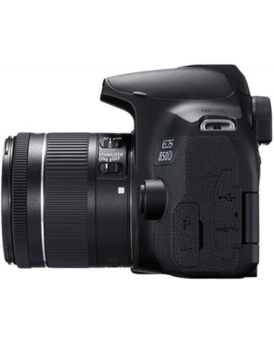 DSLR фотоапарат Canon - EOS 850D + oбектив EF-S 18-55mm, черен - 2