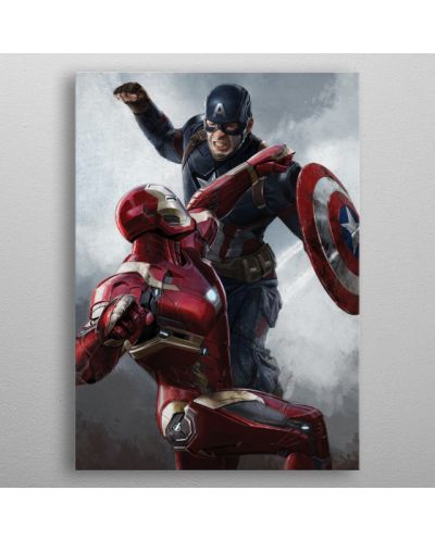 Метален постер Displate - Marvel: Civil War Divided We Fall - Duel - 3