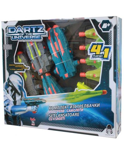Комплект Entertoyment изстрелвачки Dartz of The Universe - С 4 стрели-самолети